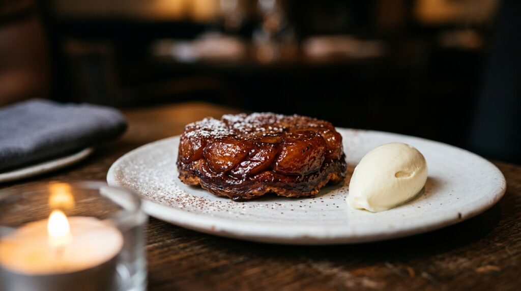 Close up detail of a London restaurant dessert with medium format tonal depth showing texture and craft in food photography London