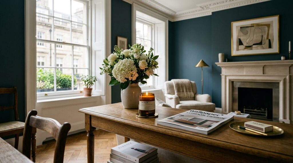 London Soho interior lifestyle advertising photograph with premium product warm lighting and considered props for advertising photography services